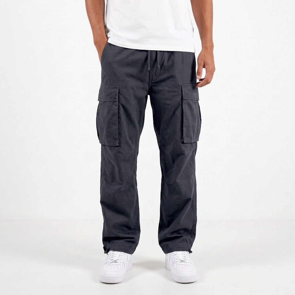 Alan | Spodnie cargo męskie relaxed fit - Czarny