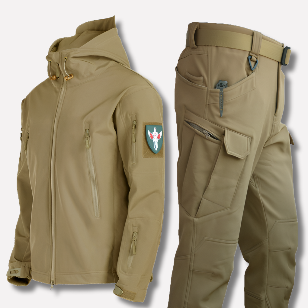 Cezary | Komplet softshell męski, kurtka i spodnie - Khaki