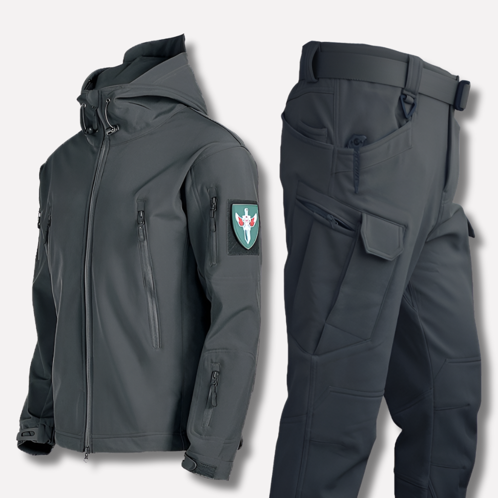 Cezary | Komplet softshell męski, kurtka i spodnie - Szary