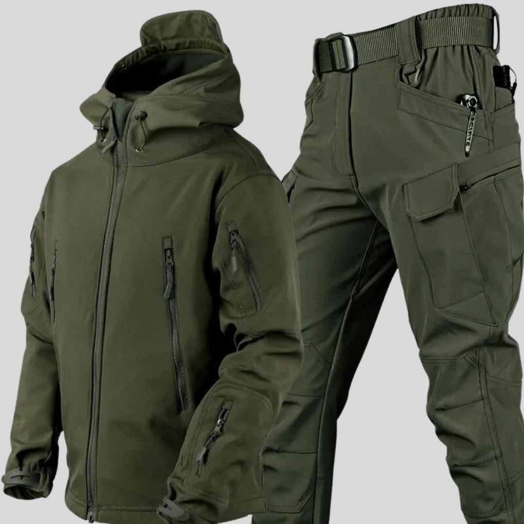 Cezary | Komplet softshell męski, kurtka i spodnie - Zielony