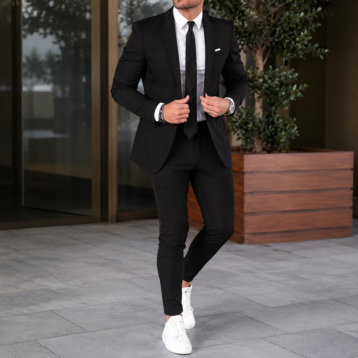 Damian | Garnitur męski 2-częściowy slim fit - Czarny