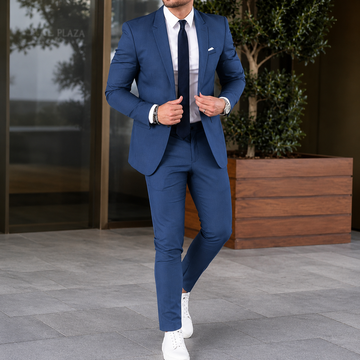 Damian | Garnitur męski 2-częściowy slim fit - Granatowy