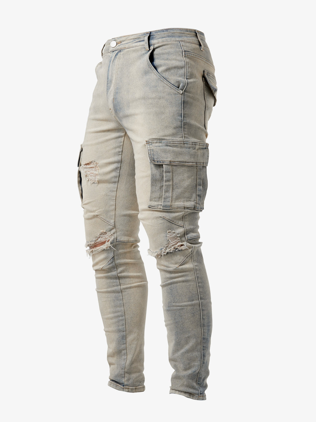 Ernest | Spodnie jeansowe męskie cargo slim fit - Khaki