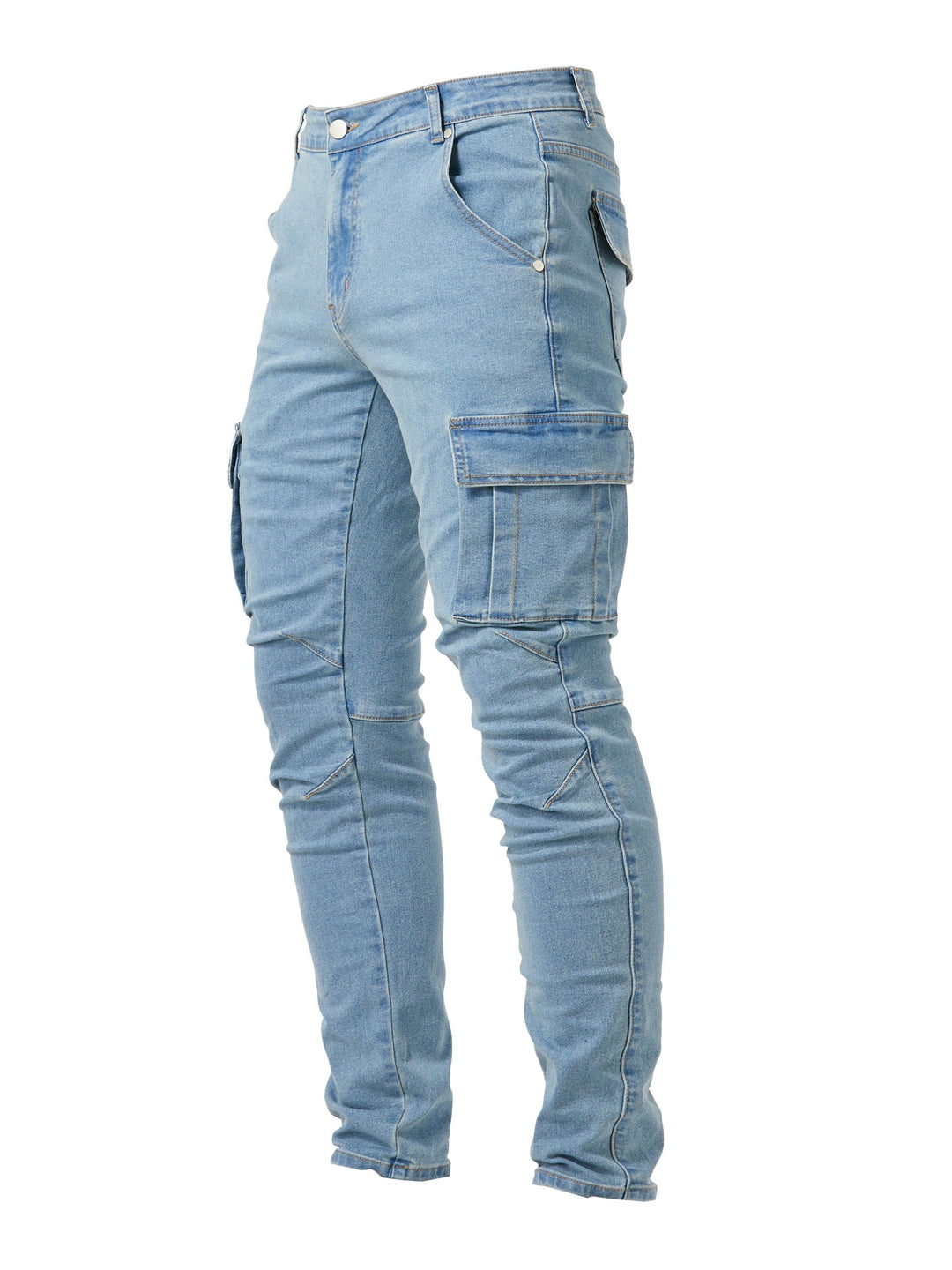 Ernest | Spodnie jeansowe męskie cargo slim fit - Niebieski