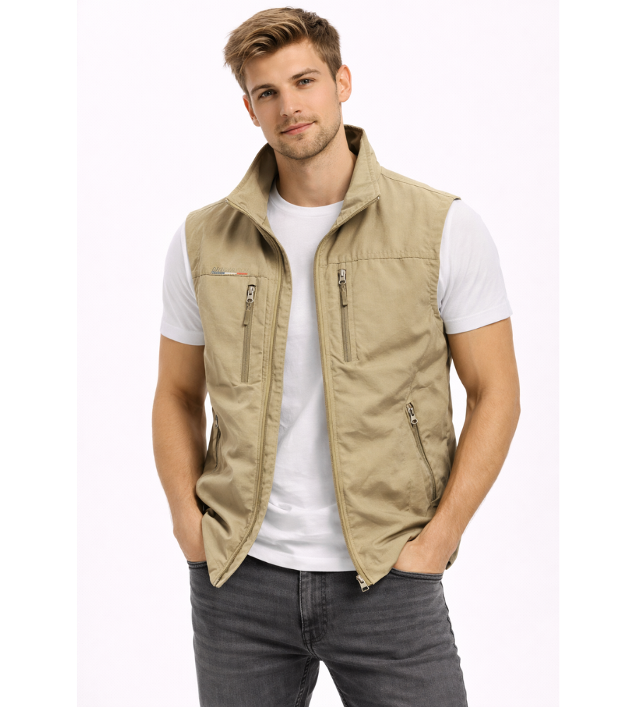 Jerzy | Kamizelka męska outdoorowa ze stójką - Khaki