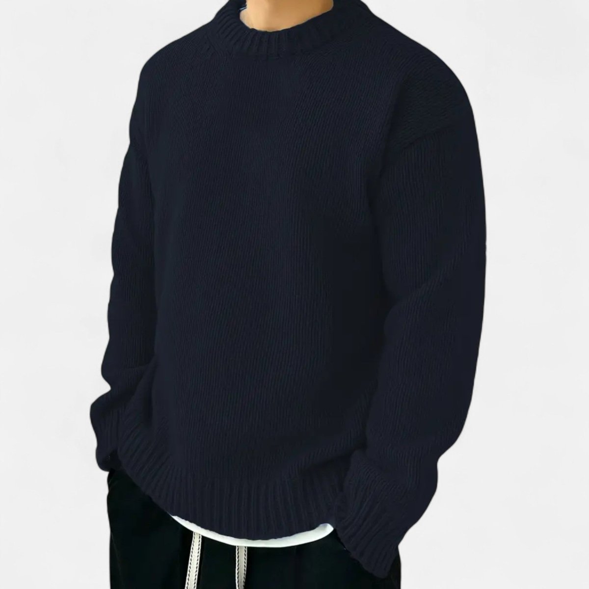 Krystian | Sweter męski dzianinowy o luźnym kroju - Navy
