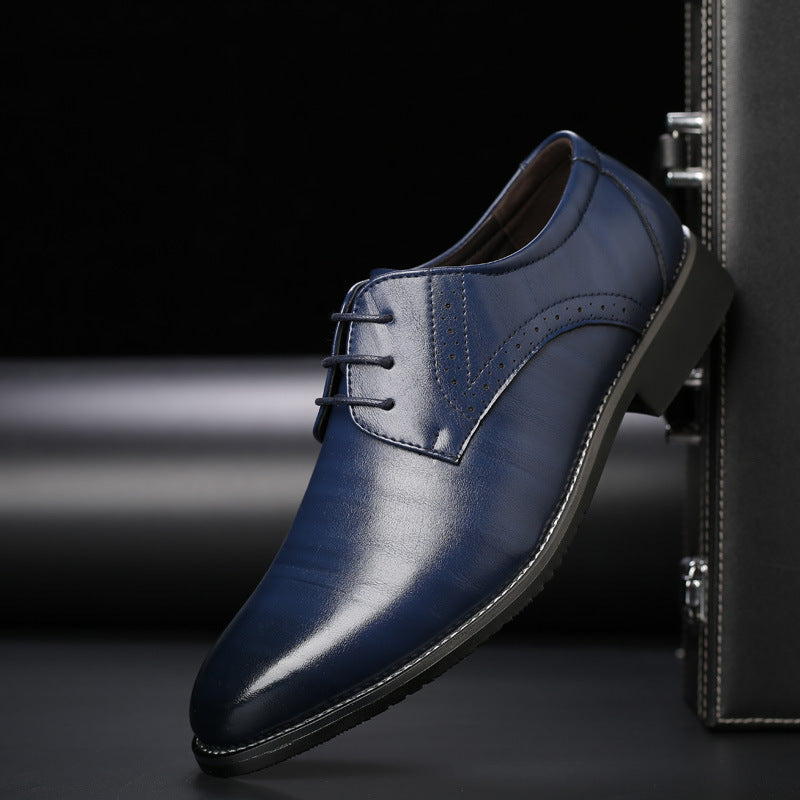 Ksawery | Buty eleganckie męskie derby sznurowane - Niebieski
