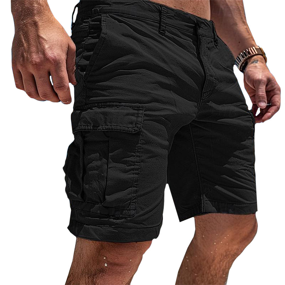 Marcin | Spodenki cargo męskie regular fit - Czarny
