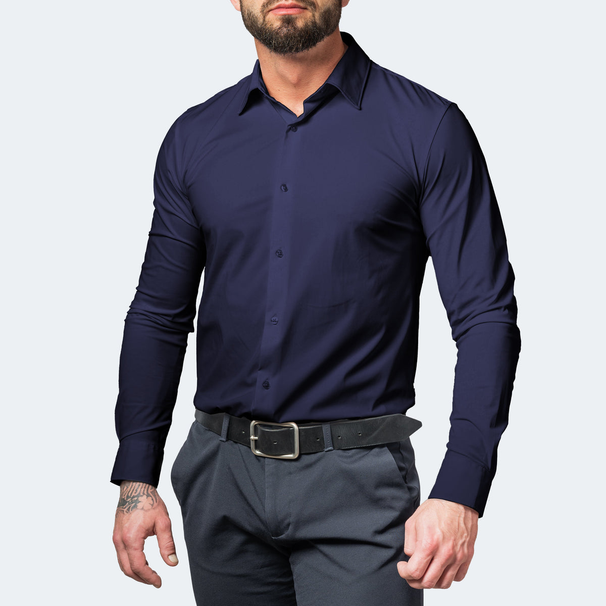 Melchior | Koszula męska z długim rękawem slim fit - zdjęcie 6