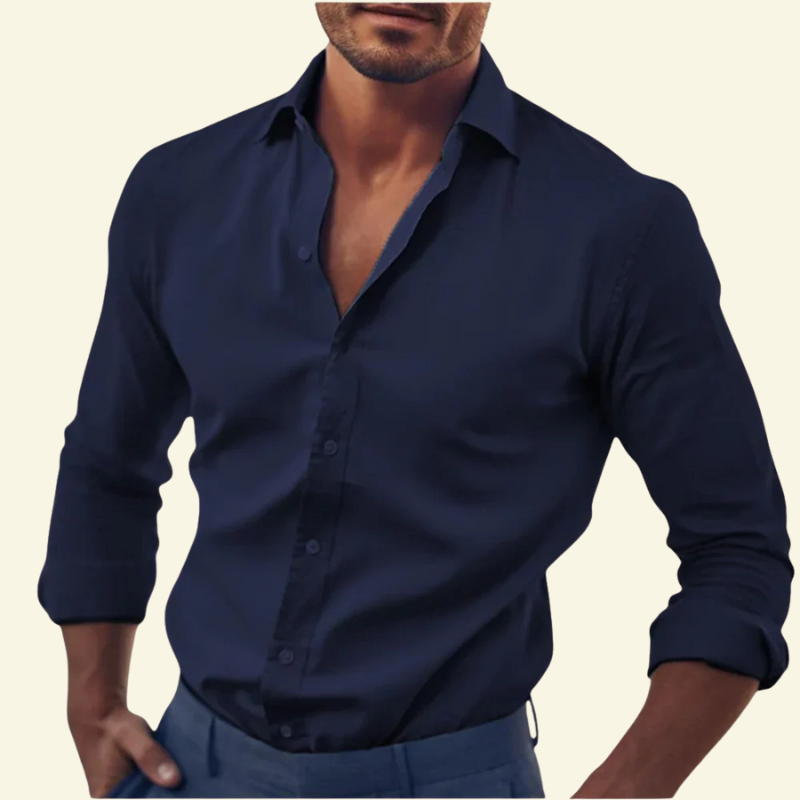 Rafał | Koszula męska bawełniana slim fit - Granatowy