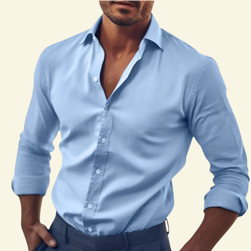 Rafał | Koszula męska bawełniana slim fit - Jasnoniebieski