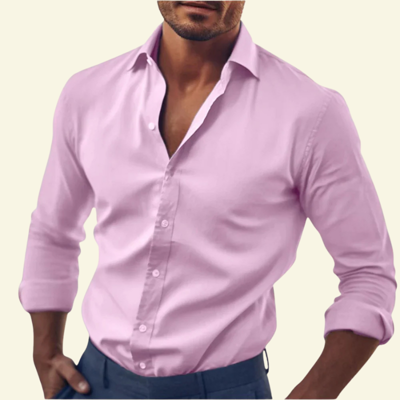 Rafał | Koszula męska bawełniana slim fit - Różowy