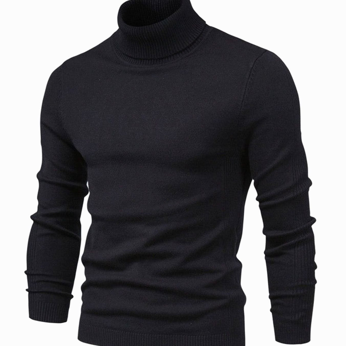 Tadeusz | Golf męski slim fit z dzianiny - Czarny