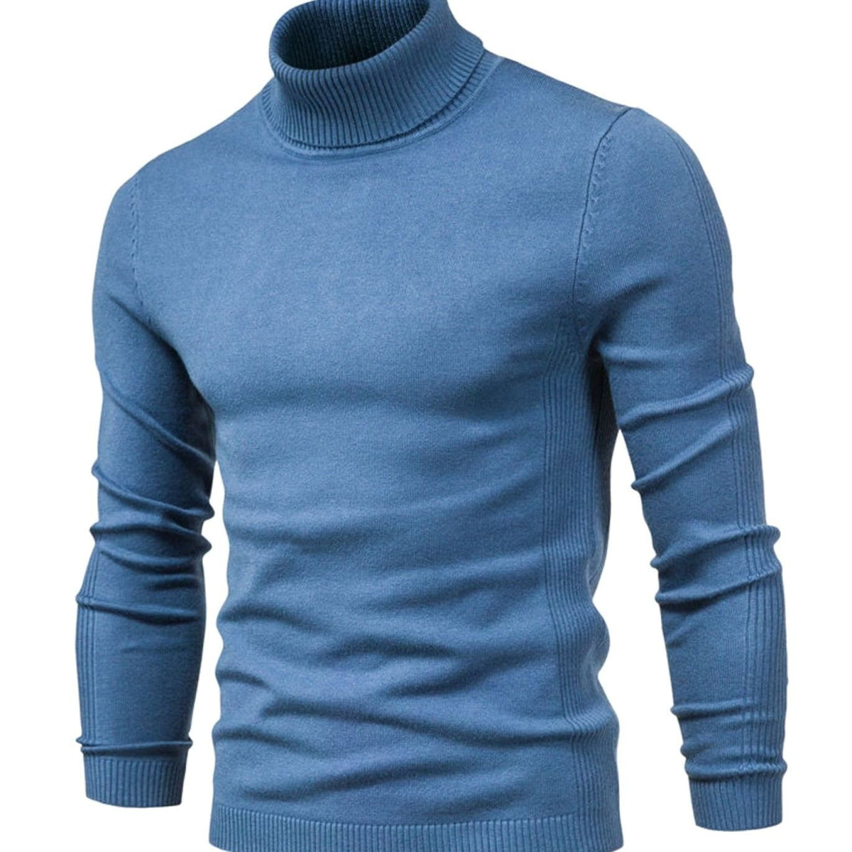 Tadeusz | Golf męski slim fit z dzianiny - Jasnoniebieski