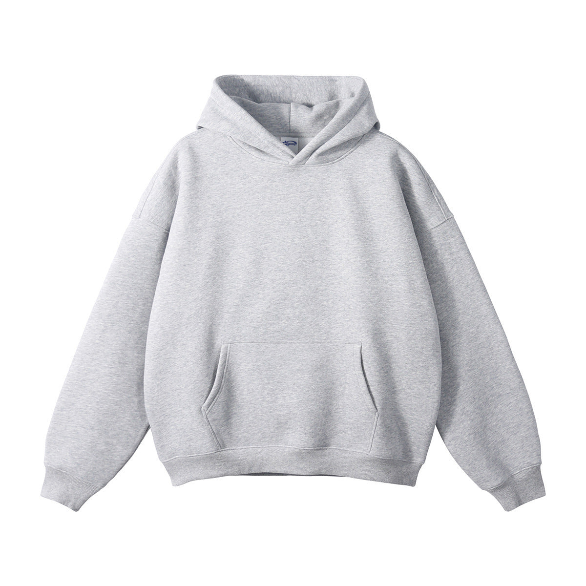 Wiesław | Bluza z kapturem oversize z bawełny organicznej - Bluza melanżowa szara, rękawy oversize