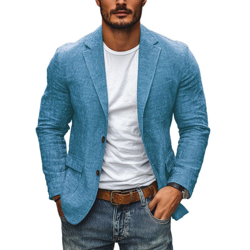 Zygmunt | Marynarka męska slim fit bawełniana - Blauw