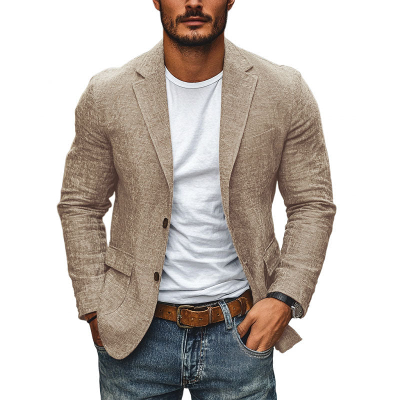 Zygmunt | Marynarka męska slim fit bawełniana - Licht Khaki