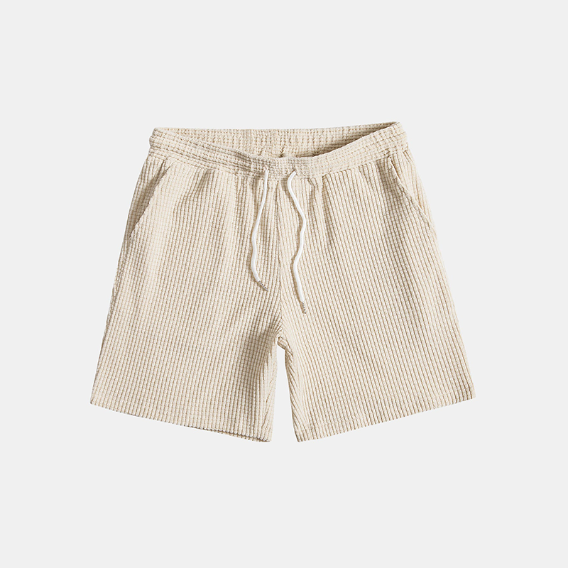 Letni Zestaw z Koszulką Polo i Szortami – Oddychająca Tkanina Waflowa, Elastyczny Pas, Regular Fit, Beżowy, Zielony, S–3XL 2