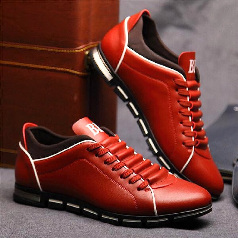 Ernest | Buty skórzane męskie casual - Czerwony