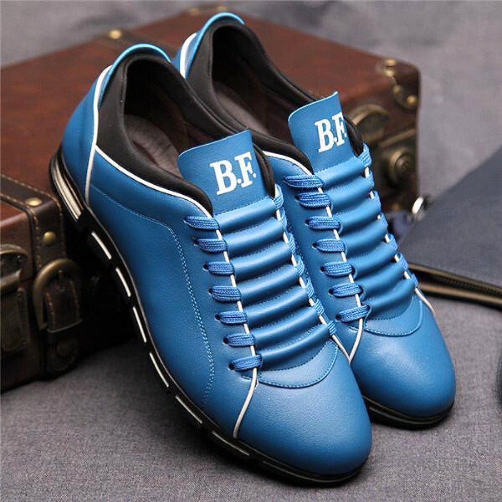 Ernest | Buty skórzane męskie casual - Niebieski