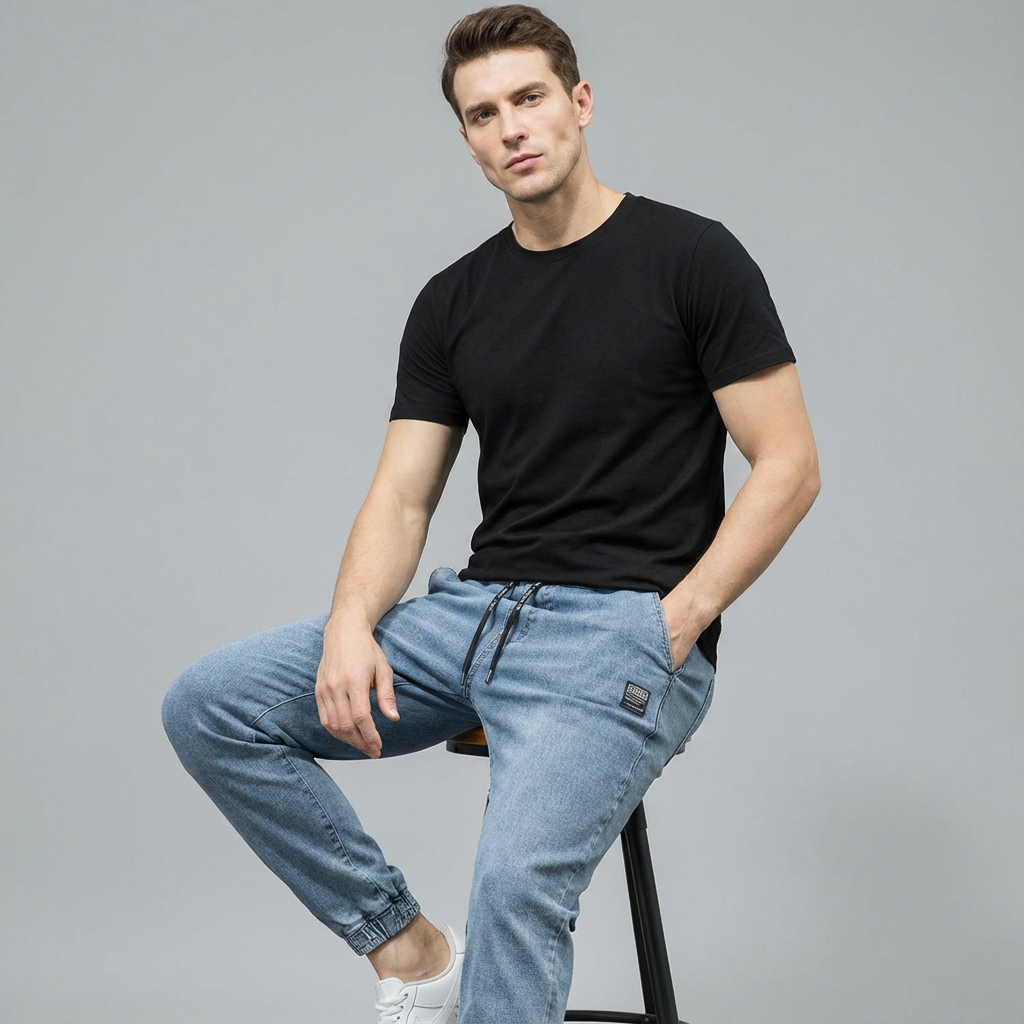 Franciszek | Joggery jeansowe męskie - view 12