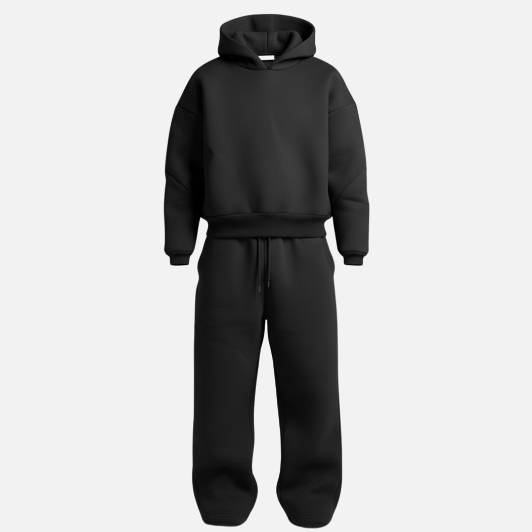 Jeremiasz | Komplet dresowy męski oversize - Czarny