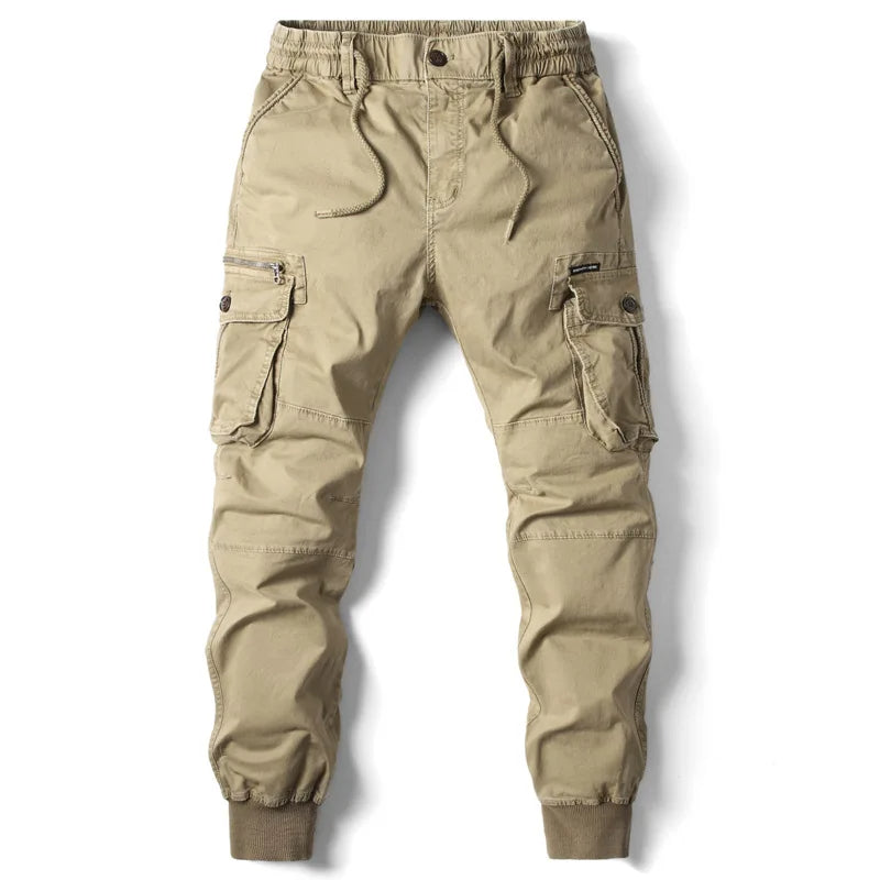 Kryspin | Spodnie joggery cargo męskie bawełniane - Khaki