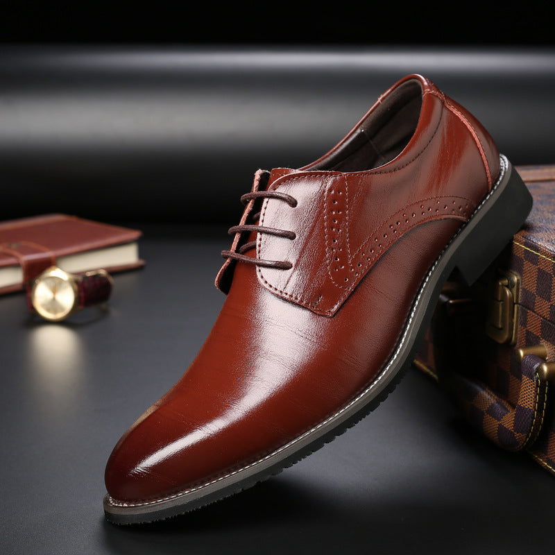Ksawery | Buty eleganckie męskie derby sznurowane - Czerwony