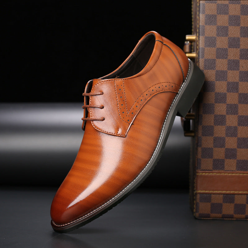 Ksawery | Buty eleganckie męskie derby sznurowane - Żółty