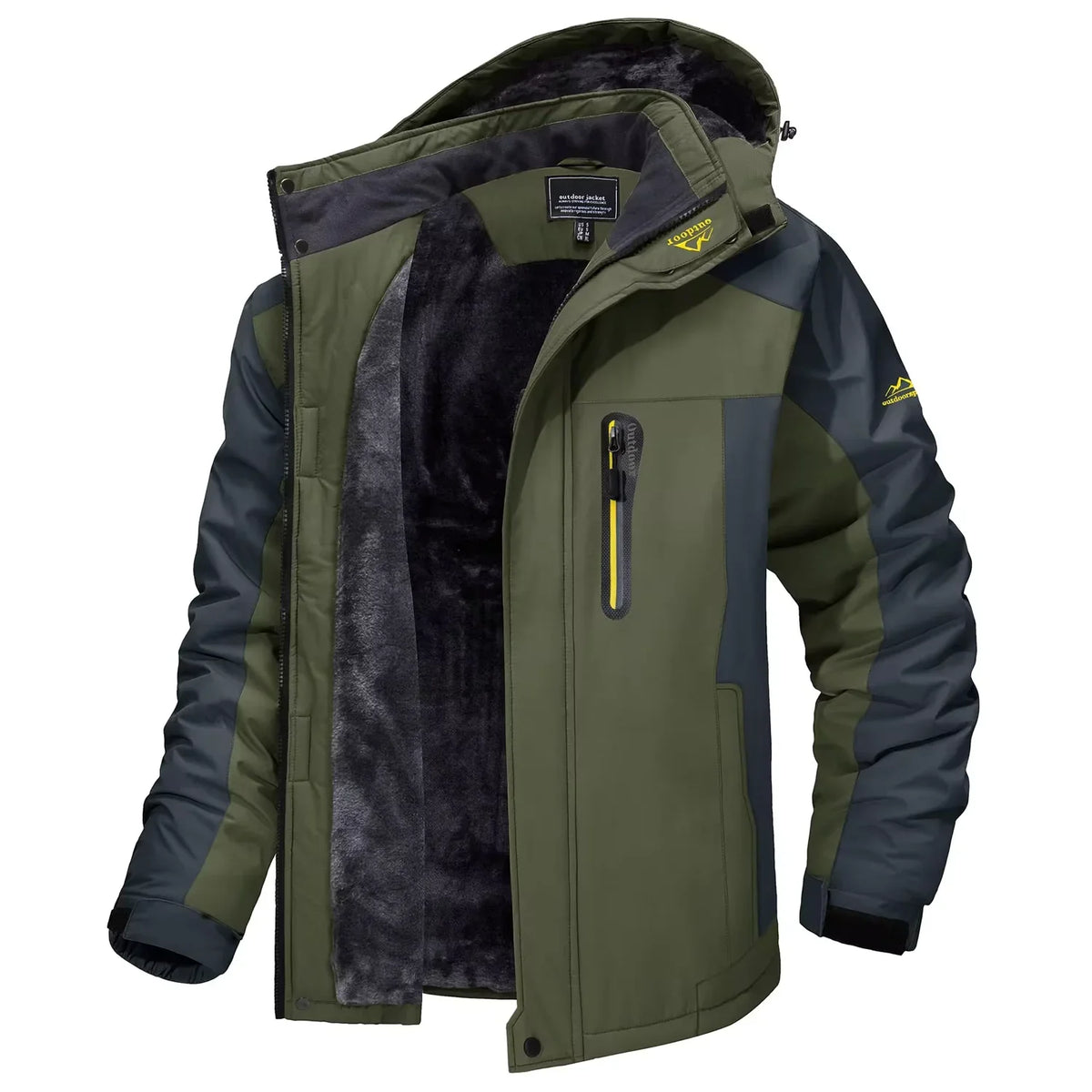 Marcelin | Kurtka narciarska męska ocieplana polarem - Army Green