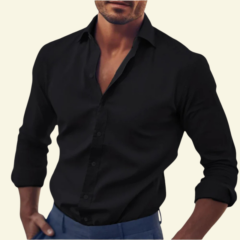 Rafał | Koszula męska bawełniana slim fit - Czarny