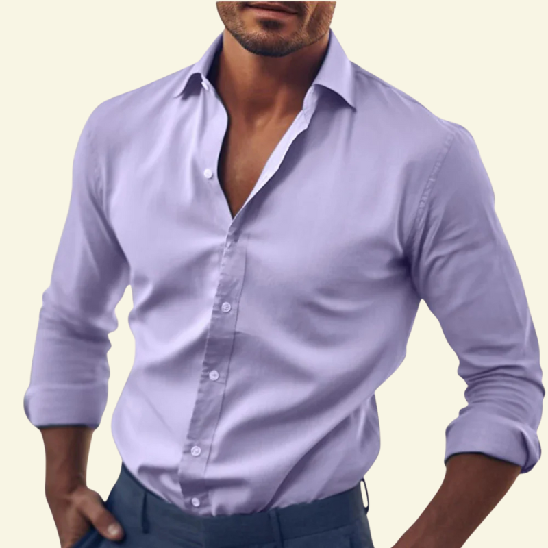 Rafał | Koszula męska bawełniana slim fit - Lawendowy