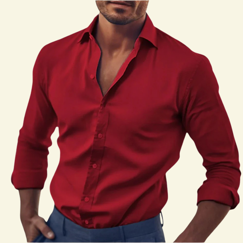 Rafał | Koszula męska bawełniana slim fit - Winna Czerwień