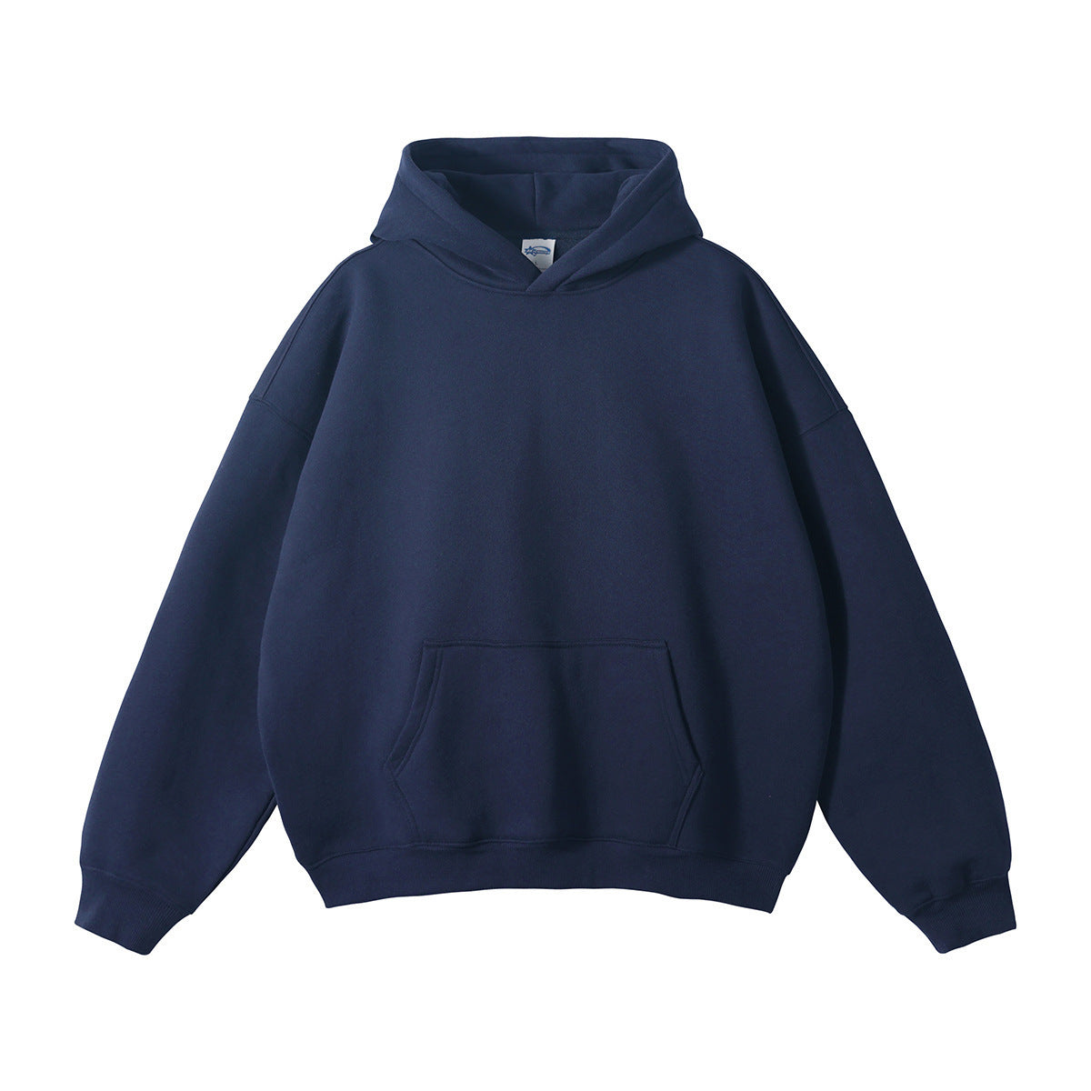 Wiesław | Bluza z kapturem oversize z bawełny organicznej - Bluza granatowa, rękawy raglanowe