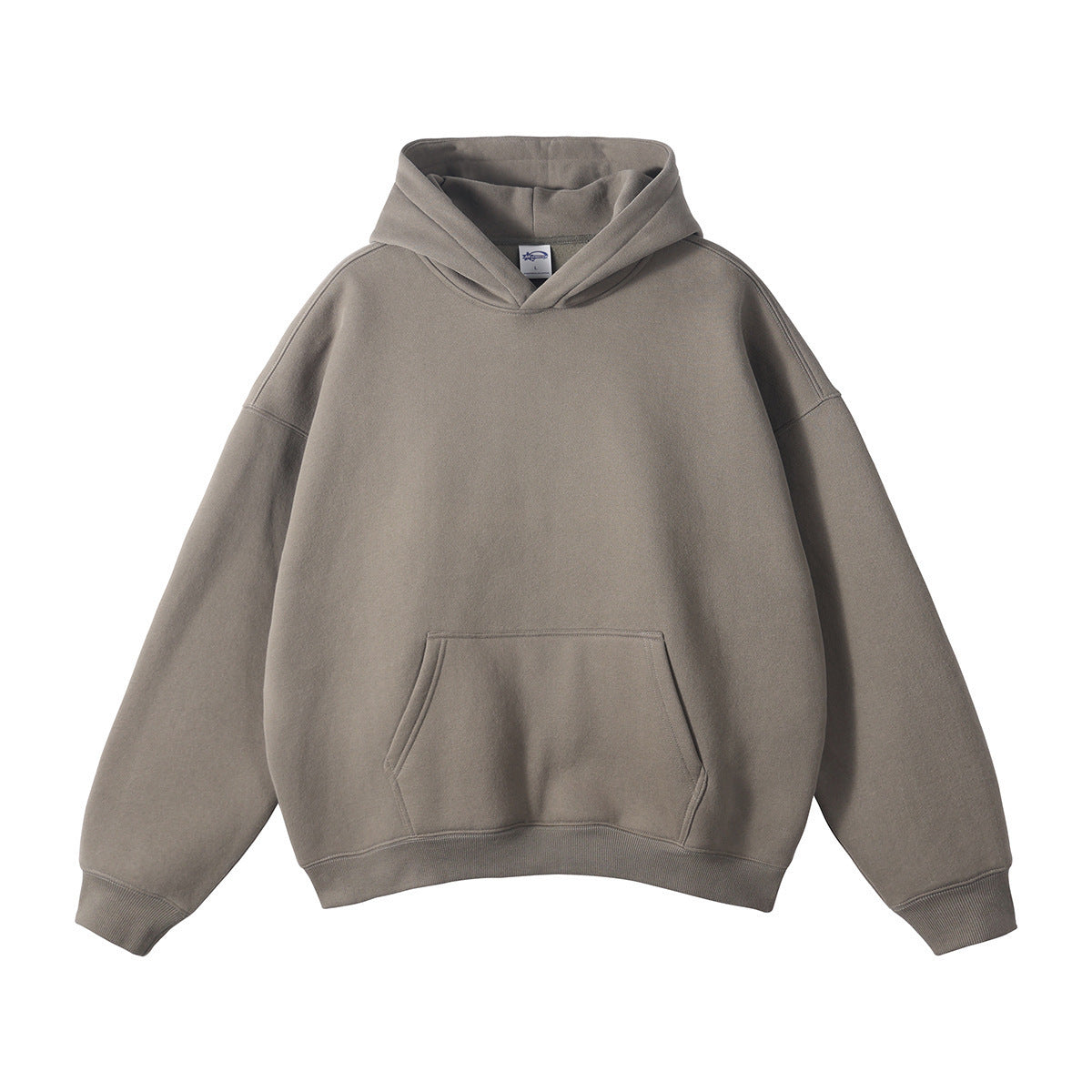 Wiesław | Bluza z kapturem oversize z bawełny organicznej - Bluza z kapturem, szaro-kawowa, rękawy oversize